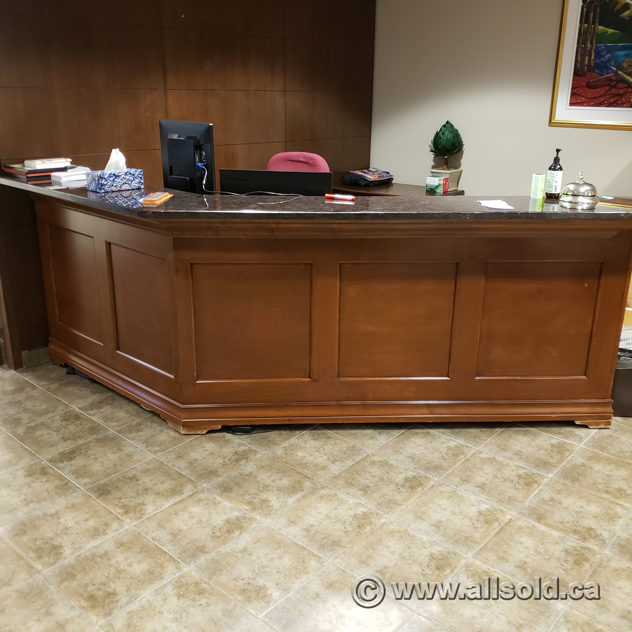 Reception Desk with Granite Style Transaction Counter Allsold.ca