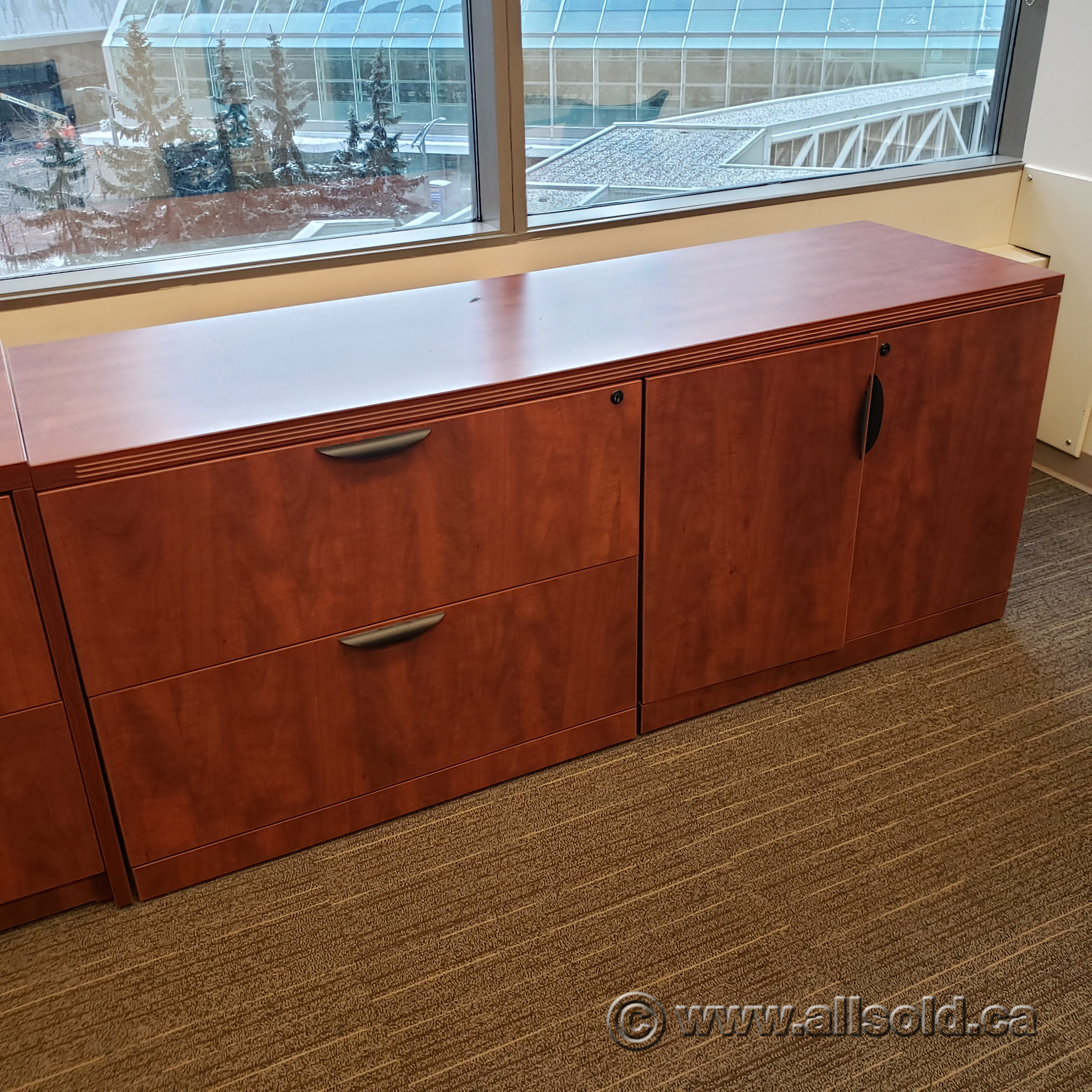Autumn Maple 2 Door, 2 Drawer Storage Credenza, Locking