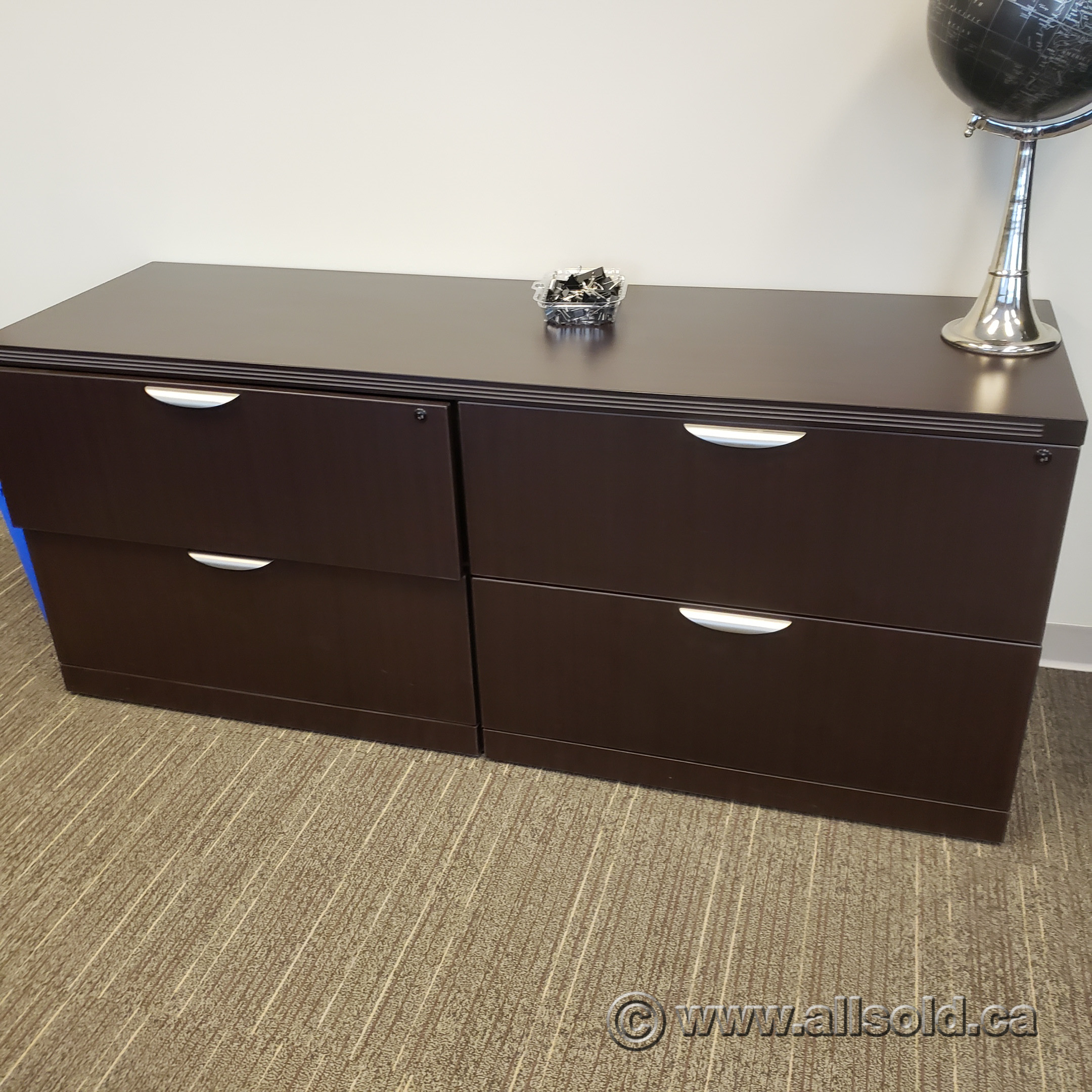 Espresso 4 Drawer Credenza Lateral File Locking Allsold.ca