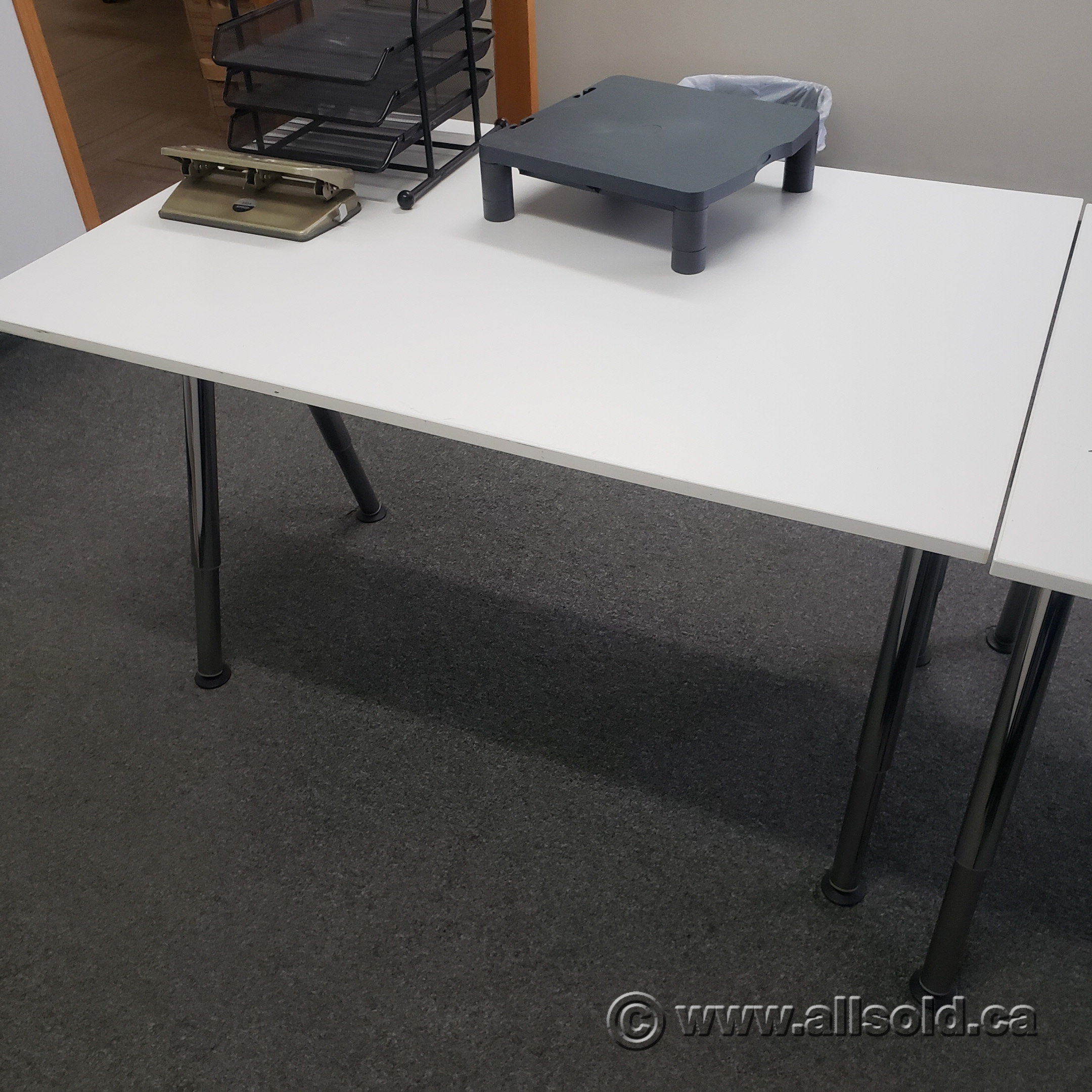 Ikea Galant White Adjustable Desk or Table Chrome Legs Allsold.ca