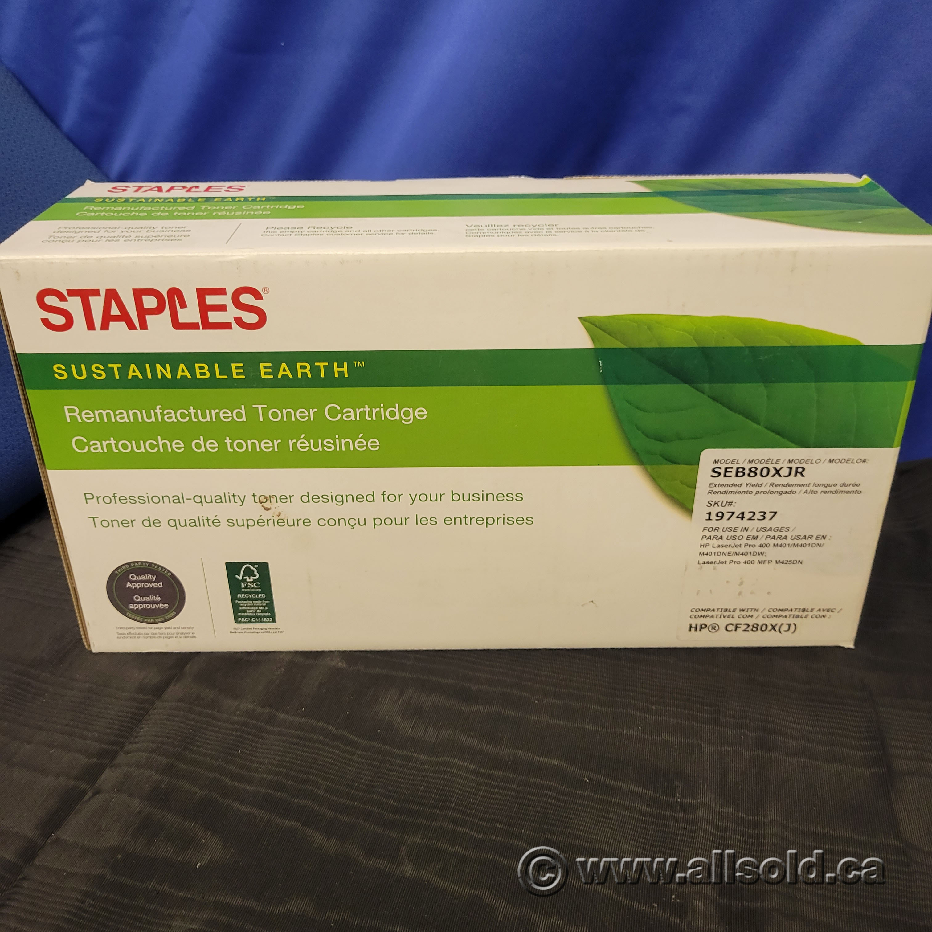 Staples Black Remanufactured Toner Cartridge, CF280X Allsold.ca Buy