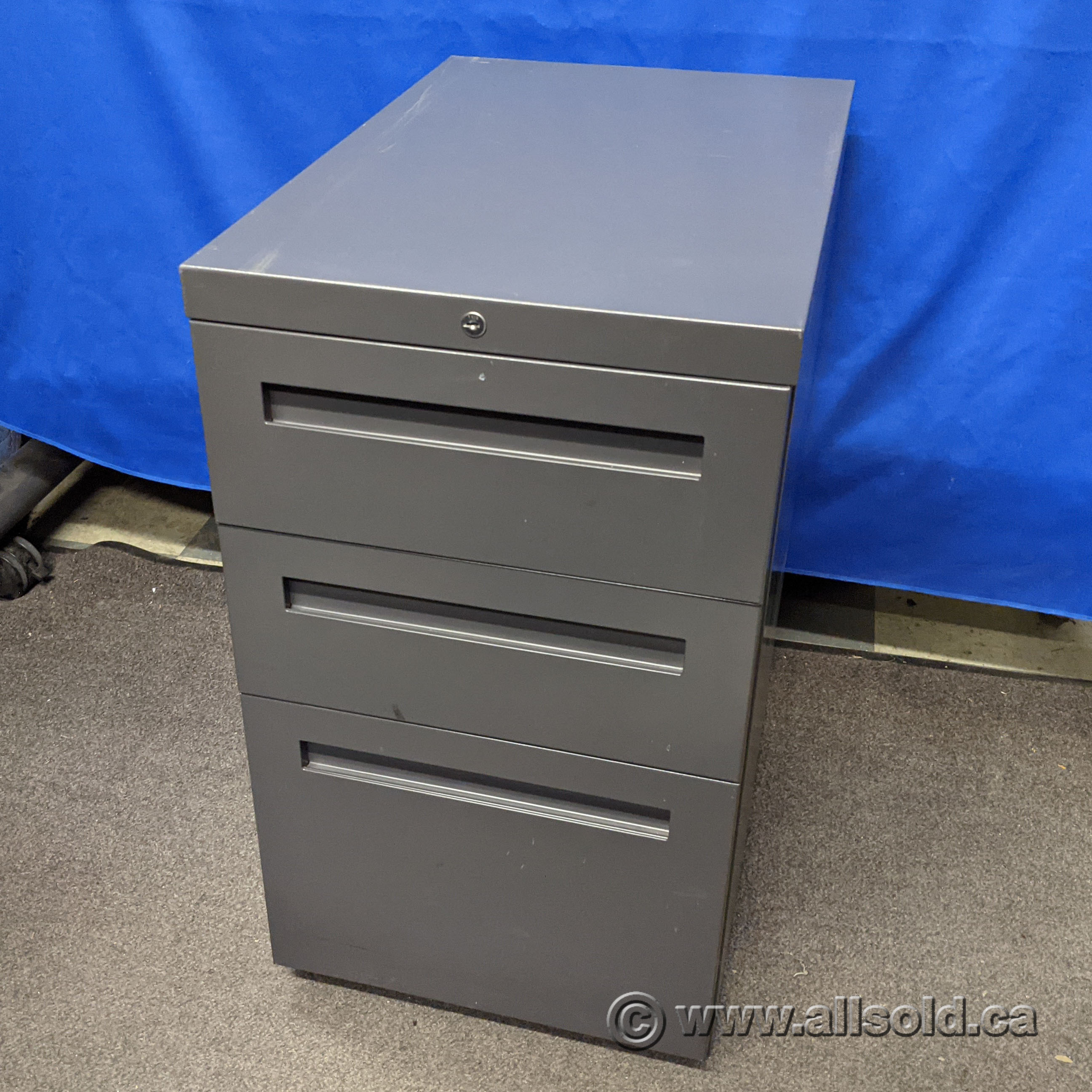Grey Letter 3 Drawer Under Desk Pedestal File Locking